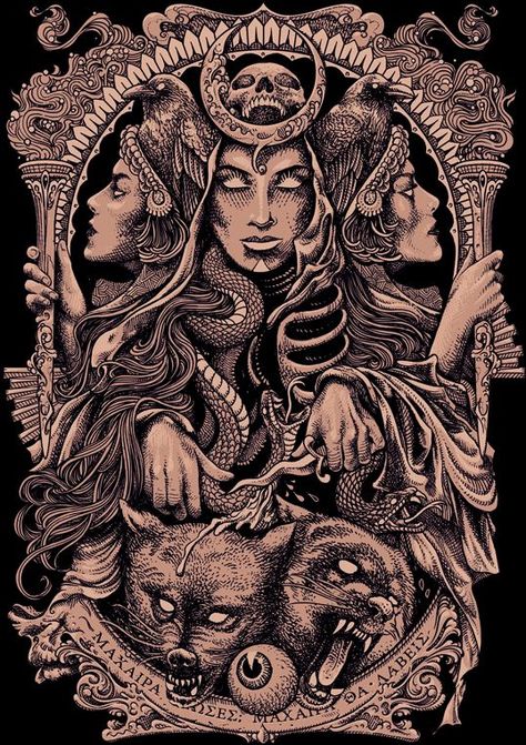 Witches Sabbath, Hecate Goddess, Witch Tattoo, Witchy Wallpaper, Greek Mythology Art, Goddess Artwork, Occult Art, Mythology Art, Dark Art Illustrations