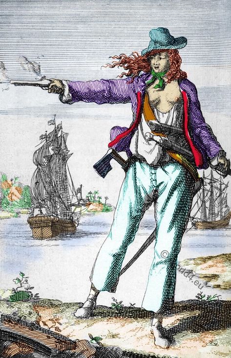 Anne Bonny. Famous female pirate during the Golden Age of Piracy. Pirate History, Anne Bonny, Famous Pirates, Calico Jack, Golden Age Of Piracy, Jesus Cartoon, Long John Silver, Pirate Queen, Pirate Art