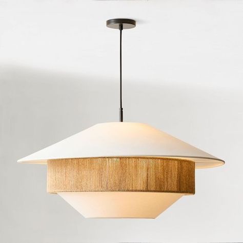 Modern Pendant Lighting | West Elm West Elm Lighting, Woven Pendant Light, Jute Shades, Decorative Pendant Lighting, Modern Ceiling Lights, Cozy Breakfast Nook, Modern Pendant Lighting, White Light Fixture, Rectangular Chandelier