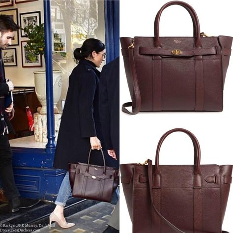 Mulberry Bayswater Burgundy Tote-Meghan Markle - Dress Like A Duchess Meghan Markle Purse, Mullbery Bags, Meghan Markle Handbag, Meghan Markle Bags, Mulberry Bayswater Outfit, Mulberry Bag Outfit, Mulberry Bag Bayswater, Meagan Markle, Mulberry Zipped Bayswater