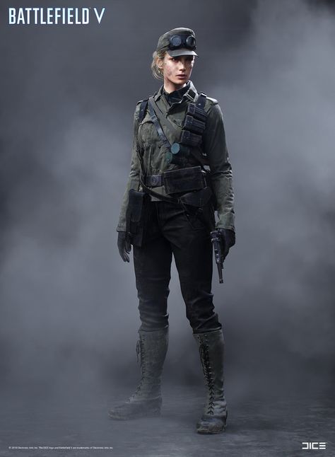 ArtStation - "Battlefield V" - Axis Medic, MP Soldier - Concept Art, Per Haagensen Medic Outfit, Battlefield 5, Outfit Drawing, Ww2 Uniforms, Ww2 Soldiers, Military Action Figures, German Soldiers Ww2, Female Soldier, Alternate History