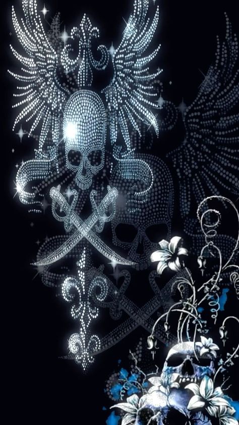 2000s Background, Emo Backgrounds, Emo Skull, 2000s Wallpaper, Skull And Flowers, Y2k Background, Scene Wallpaper, 2000s Emo, Goth Wallpaper