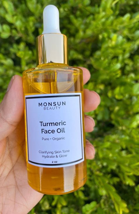 Glow Radiantly! Our Turmeric + Jojoba+ Rosehip Seed oil + Vitamin E. Face Moisturizing oil is made from only the finest ingredients, providing you with naturally glowing, healthy skin. No chemicals, preservatives or fragrances - just pure nourishment. This face oil is gentle on all skin types, making it the perfect choice for a glowing complexion!  Our Turmeric Oil is ready to use, 100% natural and safe for direct application skin.  * Restores brighter, more even skin tone  * Visibly softens fin Skincare Oil, Turmeric Oil, Turmeric Face, Rosehip Seed Oil, Organic Turmeric, Oil Skin Care, Oil Moisturizer, Moisturizing Serum, Body Oils