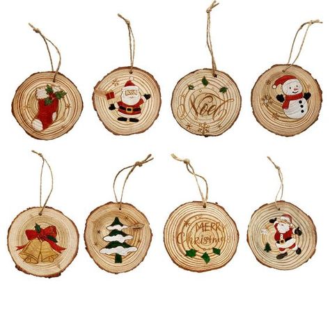 PRICES MAY VARY. The rustic Christmas tree hanging ornaments set are made of durable solid wood.Hand-painted with Santa, snowman, jingle bell,snowman,Christmas tree,Christmas socks,etc., creating a festival cheer during the holiday season. This hanging wood slices snowman ornaments sets for Christmas tree for tree measure approximately: 3.5''x3.5'';Comes with a jute rope and easy to hang from the Christmas tree or any tree branch for Christmas holiday decoration. Rustic decorative hanging Christ Angel Paintings, Christmas Addition, Santa Christmas Tree, Snowman Christmas Ornaments, Hanging Christmas Tree, Snowman Christmas Tree, Christmas Tree Painting, Christmas Hanging Decorations, Rustic Christmas Tree