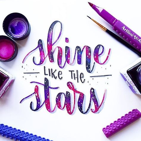 Because you are a star!   I had so much fun making these galaxy letters. I hope you like them too! Letter Quotes, Brush Letter, Brush Lettering Quotes, Calligraphy Doodles, Brush Pen Lettering, Hand Lettering Inspiration, Hand Lettering Art, Hand Lettering Alphabet, Drawing Faces