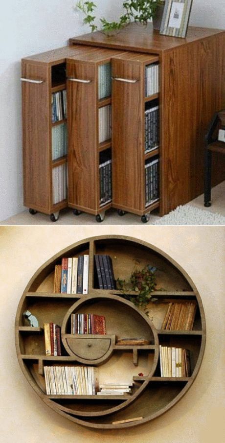 Creative Bookshelves, Wall Shelves Design, Home Library Design, Bookshelf Design, Bookshelves Diy, Library Design, Book Shelves, Woodworking Plans Free, Shelf Design