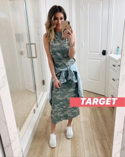 Camo Dress Outfit Casual, Maxi Dress Sneakers Outfit, Camo Dress Outfit, Sister Studio, Cute Travel Outfits, Dress And Sneakers Outfit, How To Wear Sneakers, Teacher Clothes, Camo Dress