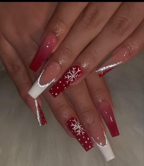 Christmas Nail Designs Acrylic, Long Acrylic Nail Designs, Winter Nails Acrylic, Christmas Gel Nails, Her Nails, Simple Acrylic Nails, Long Acrylic Nails Coffin, Christmas Nails Acrylic, Nail Fashion