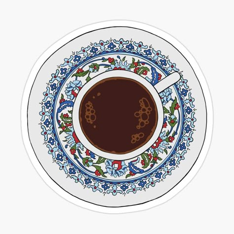 Turkish Coffee illustration. Ideal gift for foodies, coffee enthusiasts or world explorers/adventurers/travellers looking for local food and street food around the world. Food and fashion. Travel memories. Unique food sticker. #coffeelover Food merch. #foodsticker Street Food Around The World, Funny Laptop Stickers, Food Sticker, Sticker Design Inspiration, Gifts For Travelers, Around The World Food, Coffee Illustration, Scrapbook Printing, Unique Food