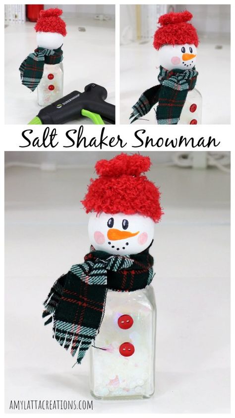 Salt Shaker Snowman, Snowman Crafts Diy, Spool Crafts, Diy Christmas Ornaments Easy, Make A Snowman, Cottage Market, Trendy Diy, Christmas Craft Projects, Diy Snowman