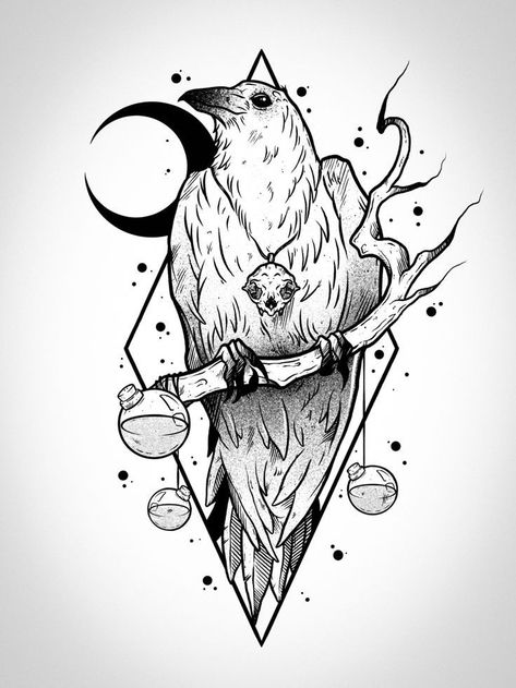 Cool Fantasy Tattoos, Small Creepy Tattoo Ideas, Gothic Fantasy Tattoo, Occult Tattoo Ideas, Tattoo Dark Work, Dark Fantasy Tattoo Ideas, Dark Tattoo Sketch, Animal Tattoo Drawings, Occult Art Tattoo