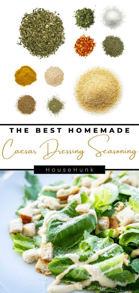 Caesar Salad Seasoning, Dry Salad Dressing Mixes, Salad Seasoning Blend, Pantry Salad, Salad Seasoning Recipe, Salad Seasoning, Diy Seasonings, Homemade Caesar Dressing, Homemade Caesar