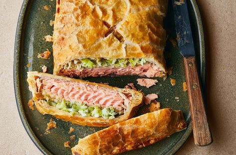 Easy Salmon En Croûte Recipe | Waitrose & Partners Salmon En Croute Recipe, Waitrose Recipes, Salmon Terrine, Salmon En Croute, Fish Dinner Recipes, Lamb Burgers, Ant Killer, Shellfish Recipes, 5 Ingredient Recipes