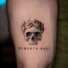 Momento Mori Skull Tattoo, Momento Mori Tattoo, Amor Fati Tattoo, Olive Crown, Candy Skull Tattoo, Memento Mori Tattoo, Tattoos 2023, Catholic Tattoos, Memento Mori Skull