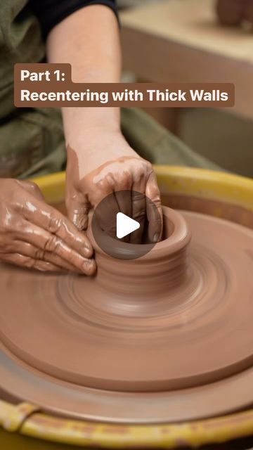 Twisted Clay Studio on Instagram: "Here’s a little two part series on how to recenter your clay when it starts wobbling on the wheel.  #pottery #ceramics #handmade #clay #art #ceramic #ceramicart #stoneware #potterylove #instapottery #wheelthrown #handmadepottery #pottersofinstagram #handmadeceramics  #tableware #contemporaryceramics #potterystudio #artist #glaze #potter #potterylife #potteryteacher #potterylife #potteryteacher #potterylesson #potteryhowto #potterytutorial" Pottery Videos Wheel, Throwing Pottery Videos, Pottery Ideas Wheel Thrown, Ceramic Tutorials, Wheel Pottery, Pottery Throwing, Pottery Leaf, Pottery Tips, Clay Lesson