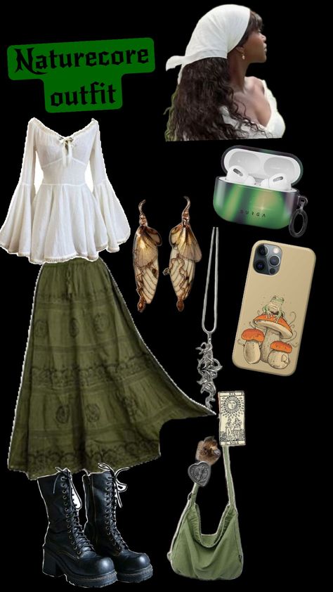 #outfitinspo #outfit #inspo #naturecore #nature One With Nature Outfits, Earthy Outfits Aesthetic Summer, Naturecore Fashion, Earth Fairy Outfit, Nature Girl Aesthetic Outfits, Naturecore Outfit, Aethstetic Clothes, Nature Fits, Outfits Whimsigoth