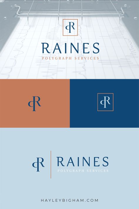 When we thought about the overall design, we wanted something simple, bold, but also trusting. We chose to go with a customized serif font and an open monogram. For his colors, blue was a must for being a trusting, reliable, and approachable. Then we brought in an ice blue and bold rust color to complete the winter color palette. Law Firm Color Palette, Trust Color Palette, Pool Company Logo, Law Branding, Medical Branding, Law Firm Logo, Winter Color Palette, Marketing Inspiration, Graphic Design Agency