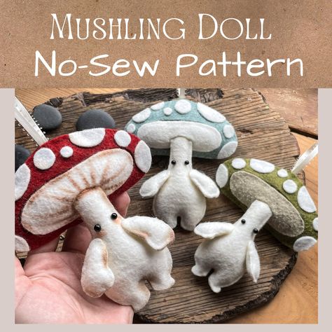 Mushroom Plushie Sewing Pattern, 2023 Sewing Projects, Fabric Mushroom Tutorial, Mushroom Pattern Sewing, Sewn Mushroom, Mushroom Plush Pattern, Mushroom Sewing Pattern, Mushroom Doll, Plush Making