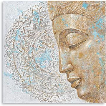 Buddha Texture Painting, Zen Painting Ideas, Zen Art Inspiration, Painting With Gold Foil, Painting Buddha, Gold Buddha, Buddha Canvas, Buddha Art Drawing, Decor For Bathroom