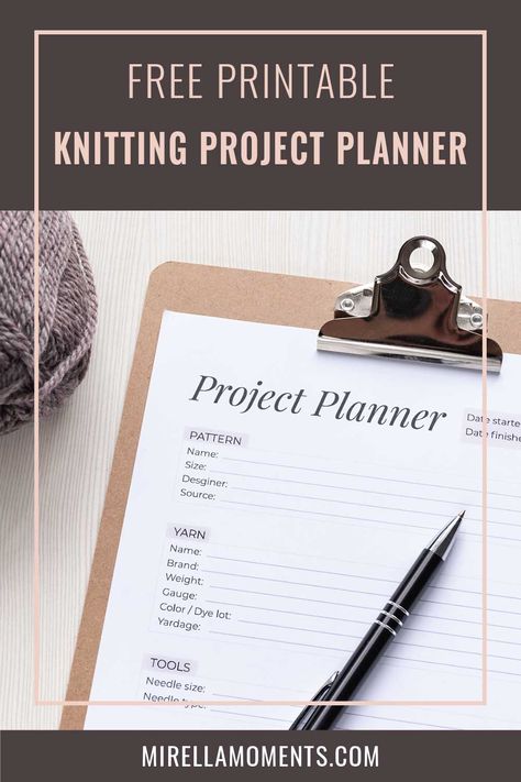 Knitting Journal Free Printable, Project Planner Printable, Bullet Journal Mood Tracker Ideas, Bullet Journal Mood, Knitting Blogs, Project Planner, Journal Template, Craft Room Storage, Knitted Wit