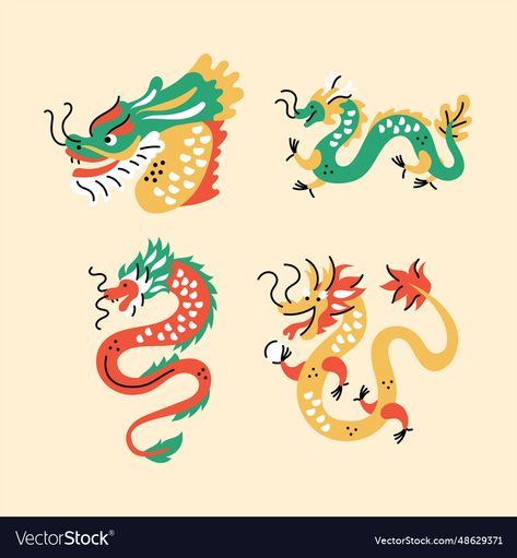 Cartoon Chinese Dragon, Dragon Illustration Design, Chinese Illustration Art, Dragon Cartoon Cute, Cute Dragon Illustration, Dragon Illustration Art, Chinese Dragon Illustration, Paw Illustration, Asian Dragons