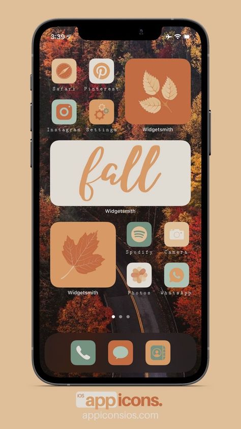 Home-screen organized with the Fall Theme | page #1 Theme Homescreen, Instagram Settings, Cute App, Iphone Organization, Iphone App Layout, App Layout, Ios App Icon Design, Fall Theme, Homescreen Iphone