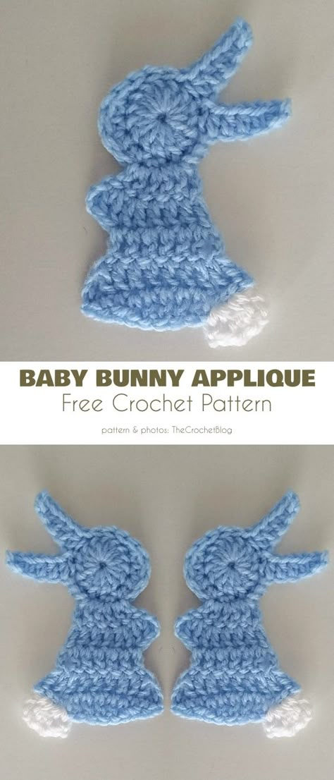 Bunny Applique Easter Crochet Patterns Free, Bunny Applique, Easter Applique, Crochet Applique Patterns Free, Crochet Bunny Pattern, Easter Crochet Patterns, Crochet Motif Patterns, Bunny Crochet, Crochet Rabbit