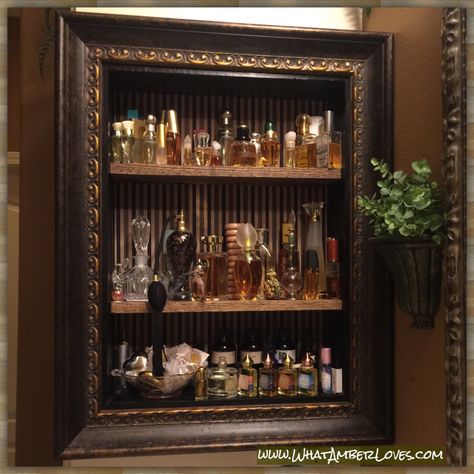 DIY Perfume Storage Display Options | what AMBER loves Diy Perfume Display, Cologne Display, Perfume Collection Display, Fragrance Display, Fragrance Storage, Perfume Storage, Perfume Display, Perfume Organization, Diy Display