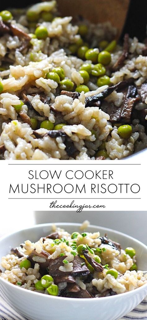 Slow Cook Risotto, Rissoto In Crockpot, Crock Pot Risotto Recipes, Crockpot Mushroom Risotto, Slow Cooker Mushroom Risotto, Crockpot Risotto Recipes, Slow Cooker Risotto Recipes, Risotto Slow Cooker, Slow Cooker Vegetables