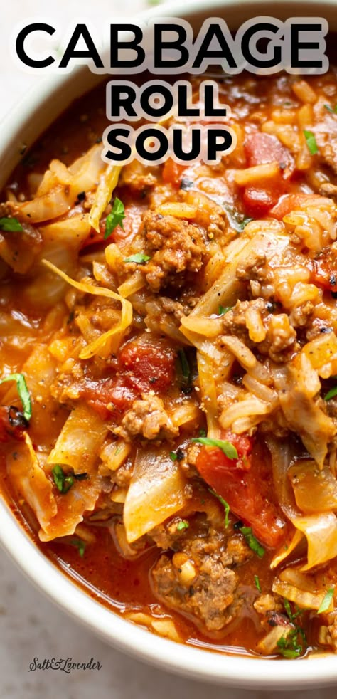 Cabbage Roll Soup Recipe, Cabbage Soup Crockpot, Cabbage Soup Diet Plan, Recipes Cabbage, Cabbage Recipes Healthy, Cabbage Soup Diet Recipe, Soup Crockpot, Hearty Soup Recipes, Cabbage Roll Soup