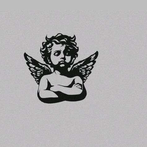 Angel Tattoo Ideas Men, Gothic Love Tattoo, Baroque Art Tattoo, Small Angel Tattoo Men, Baby Angel Tattoo For Men, Cheribum Angels Tattoos, Angel Skull Tattoo, Angel Cherub Tattoo, Angel Face Tattoo