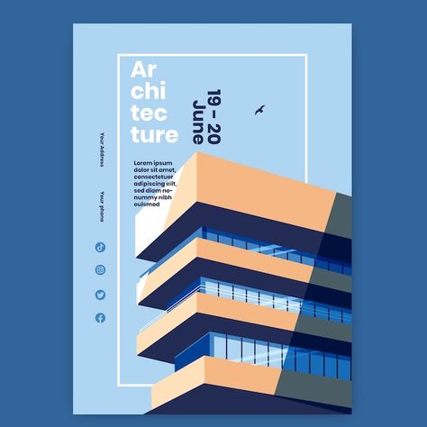 Poster Design Inspiration Architecture, Architecture Ads Design, Modern Advertising Design, Architectural Poster Layout, City Design Poster, Architecture Posters Design, Modern Poster Design Creative, Flat Poster Design, Architecture Graphic Design Poster