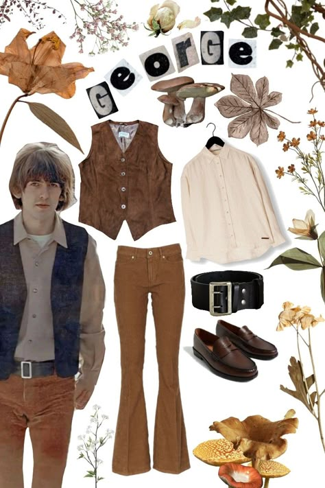 George Harrison inspired outfit 🍂 Outfits Inspired By Music Artists, George Harrison Outfit Ideas, Wallows Inspired Outfit, Outfits Inspired By The Beatles, Beatles Concert Outfit, Beatles Aesthetic Outfit, The Beatles Inspired Outfits, The Beatles Outfit Ideas, George Harrison Outfit