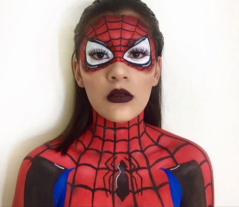 Spiderman Eye Makeup, Spiderman Halloween Makeup, Spiderman Makeup Looks, Spiderman Makeup, Pumpkin Makeup, Mask Makeup, Spider Girl, Creative Eye Makeup, Makeup Makeover