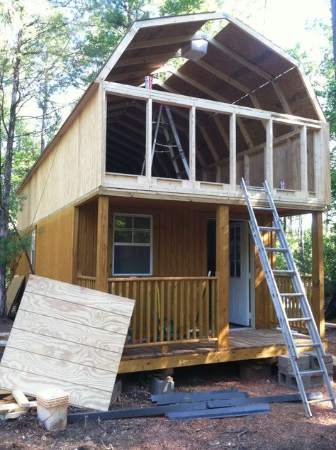 Lofted Shed House, Tiny Home Shed, Tiny Home Ideas, Shed Tiny Home, Building A Small House, Shed Tiny House, Tiny House Village, Shed Home, Shed To Tiny House