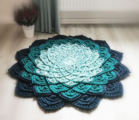 Asteria 3d Rug, Floor Decoration, Crochet Carpet, Manta Crochet, Afghan Patterns, Crochet Doily Patterns, Bedroom Kids, Crochet Mandala, Doily Patterns