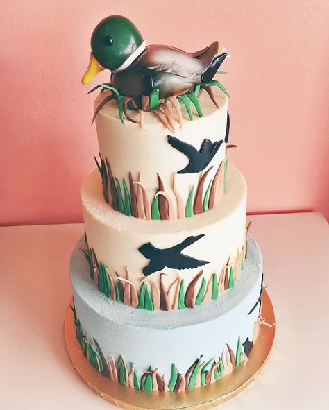 Mallard Birthday Cake, Mallard Duck Birthday Cake, One Lucky Duck Cake, One Lucky Duck Birthday Cake, Mallard Duck Cake, Duck Theme Cake, Duck Cakes, One Lucky Duck, Duck Cake