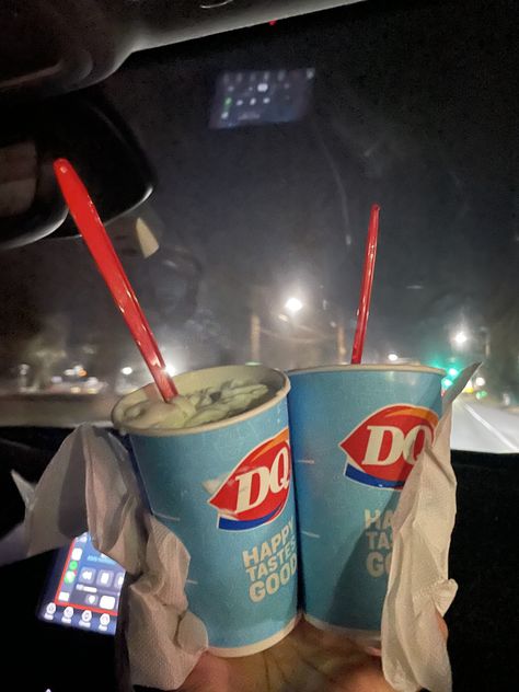 Dairy Queen Aesthetic Food, Dairy Queen Blizzard Aesthetic, Ice Cream Aesthetic Night, Drive Late Night, Dairy Queen Aesthetic, Late Night Ice Cream, American Core, Dq Ice Cream, Dairy Queen Ice Cream