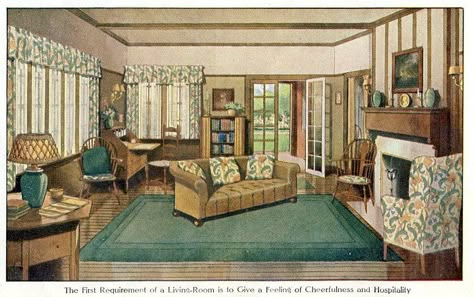 Living Room, 1912 Fireproof House, 1920s House Interior, 1910s House Interior, 1920s Living Room, 1910 House, 1920s Home Decor, 1920 Home, 1920s Interior, 1920s House