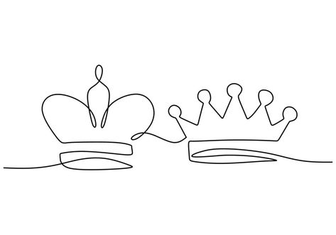 Crown Line Drawing, Line Art Crown, Single Line, Continuous Line Drawing, Continuous Line, Kings Crown, Logo Concept, How To Draw Hair, Line Drawing