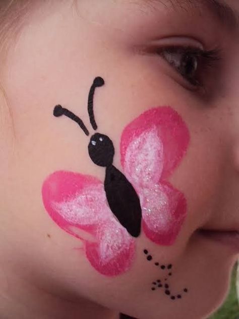 Face Paint Easy Butterfly, Easy Cheek Face Painting Ideas, Spring Facepainting Ideas, Simple Easter Face Painting Ideas, Very Easy Face Painting For Kids, Super Easy Face Paint, Easy Face Painting For Beginners, Easy Small Face Paint Ideas, Face Paint Crayons Ideas