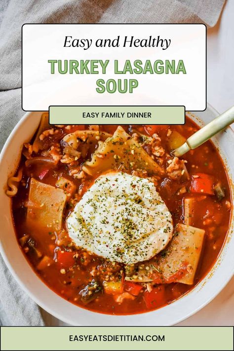 Turkey Lasagna Soup Healthy Slow Cooker Lasagna Soup, Lasagna Soup Recipe Healthy, Healthier Lasagna Soup, Easy Crockpot Recipes With Few Ingredients, Turkey Lasagna Soup, Loaded Lasagna, Healthy Fall Soup Recipes, Middle Eastern Lentil Soup, Zesty Quinoa Salad