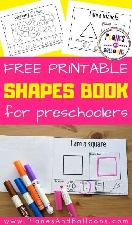 Free printable my shape book for preschool - basic 2d shapes activity book to print at home. #prek #kindergarten #planesandballoons Math Table Activities Preschool, Preschool Shape Activities At Home, My Shape Book, 2d Shapes Kindergarten, Shape Activities Kindergarten, Shapes Math, Printable For Preschool, Preschool Shapes, 2d Shapes Activities