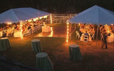 Backyard Tent Wedding, Wedding Table Layouts, Reception Dance, Backyard Tent, Backyard Wedding Decorations, Wedding Reception Lighting, Diy Backyard Wedding, Backyard Layout, Wedding Backyard Reception