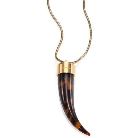 Michael Kors Tortoise-Print Horn Long Pendant Necklace (€150) ❤ liked on Polyvore Tortoise Shell Necklace, Michael Kors Necklace, Tortoise Print, Necklace Snake, Horn Pendant Necklace, Travel Necklace, Horn Jewelry, Horn Necklace, Horn Pendant