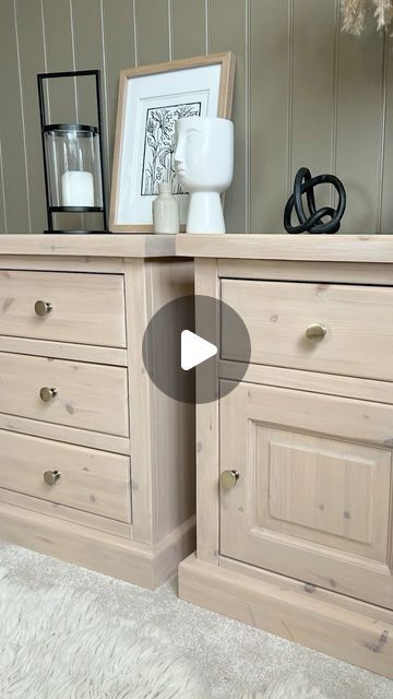 Frenchic Paint ❤️ on Instagram: "Trust us, you'll want to SAVE this paint wash hack to later! 😉 Say goodbye to orange toned pine and hello to white-washed coastal chic. Steal inspiration from Frenchic Fan Ffion (over at @ty_paent21) who shows us how she lightened her pine furniture with Frenchic. 🤍🌾 After giving the unit a good sand down to remove the varnish, Ffion opted for our warmest beiges with rosey hints shade 'Stone Rosie' from The Lazy Range (mixed with water to create a light wash) to neutralise the tone of the wood, before going in with our mid-brown shade 'Moleskin' (again, mixed with water to create a paint wash) from the Chalk Wall Paint Range to get a more raw, 'nordic' colour she was after. Finishing with a clear matte varnish (we recommend our matte finish Tuff Top Coat Light Sand Color Paint, Beige Wash Furniture, Frenchic Paint Furniture, Painting Pine Furniture, Chalk Wall Paint, White Washed Pine, Splash Of Paint, White Washed Furniture, Paint Wash