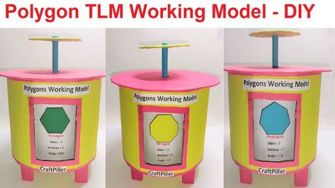 polygon working model (maths TLM model ) science project | craftpiller  @howtofunda ​ Maths Exhibition Ideas, Maths Models For Exhibition Ideas, Maths Exhibition, Teaching Aids For Maths, Model Science Project, Science Project Working Model, Maths Tlm, Math Day, Maths Project