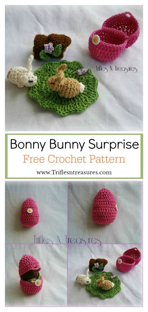 Easter Bunny Playset Free Crochet Pattern #freecrochetpattern #crochetpattern #easterbunny #easterpattern Crochet Egg Bunny, Crochet Easter Gifts Free Patterns, Spring Crochet Ideas To Sell, Crochet Accessories For Amigurumi, Quick Easter Crochet Patterns Free, Spring Crochet Ideas Projects, Easter Free Crochet Patterns, Mini Bunny Crochet Pattern Free, Easter Crochet Projects