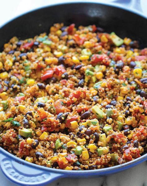 15 One-Skillet Vegan Dinner Recipes - PureWow Light Nutritious Meals, Quinoa Sausage Recipes, Healthy One Dish Meals, Quinoa Dinner Recipes, Healthy Light Dinner, One Pan Mexican Quinoa, Quinoa Recipes Dinner, Cookies Banane, Quinoa Recipes Easy