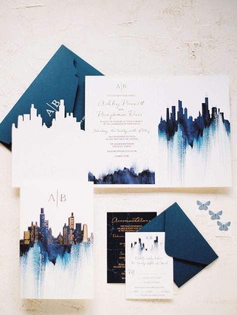 invitation suite with chicago skyline Adler Planetarium, New York Theme, Skyline Wedding, City Wedding Photos, City Hall Wedding, Urban Wedding, Contemporary Wedding, Destination Wedding Invitations, Fine Art Wedding Photographer